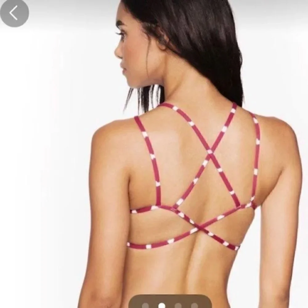 Frankie’s Bikinis womens size small maroon tie dye halter style bikini top